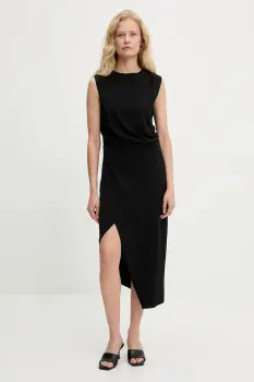 Answear Lab rochie culoarea negru, midi, mulata imagine