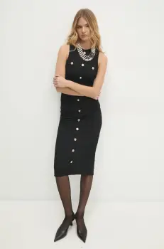 Answear Lab rochie culoarea negru, midi, mulata imagine