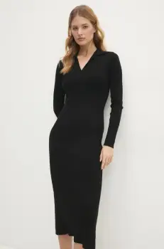 Answear Lab rochie culoarea negru, midi, mulata imagine