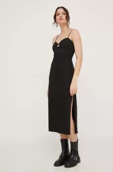 Answear Lab rochie culoarea negru, midi, mulata imagine