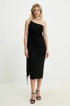 Answear Lab rochie culoarea negru, midi, mulata imagine