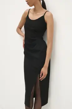 Answear Lab rochie culoarea negru, midi, mulata imagine