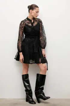 Answear.LAB rochie culoarea negru, mini, evazati imagine