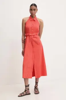 Answear Lab rochie culoarea portocaliu, midi, evazati imagine