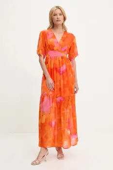 Answear Lab rochie culoarea portocaliu, midi, evazati imagine