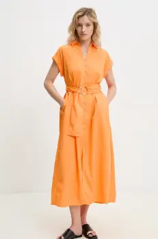 Answear Lab rochie culoarea portocaliu, midi, evazati imagine