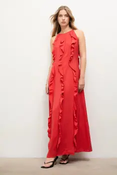 Answear.LAB rochie culoarea rosu, maxi, drept imagine