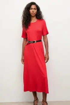 Answear.LAB rochie culoarea rosu, maxi, evazati imagine