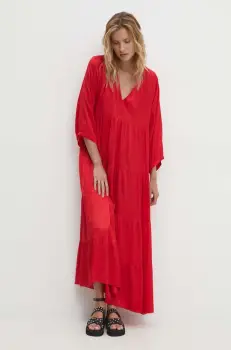 Answear Lab rochie culoarea rosu, maxi, evazati imagine