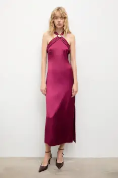 Answear.LAB rochie culoarea rosu, midi, drept imagine