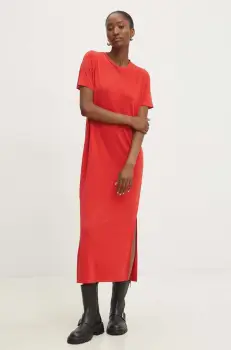 Answear Lab rochie culoarea rosu, midi, drept imagine