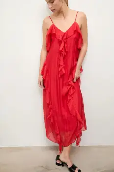 Answear.LAB rochie culoarea rosu, midi, evazati imagine