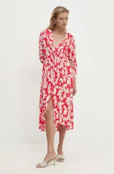 Answear Lab rochie culoarea rosu, midi, evazati imagine