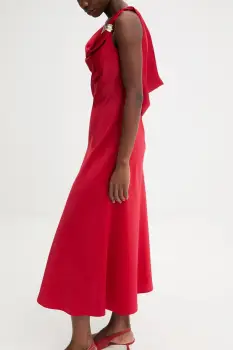 Answear.LAB rochie culoarea rosu, midi, evazati imagine