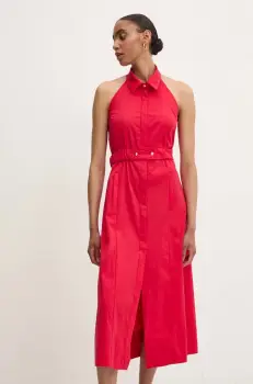 Answear Lab rochie culoarea rosu, midi, evazati imagine