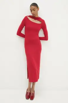 Answear Lab rochie culoarea rosu, midi, mulata imagine