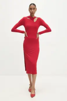 Answear Lab rochie culoarea rosu, midi, mulata imagine