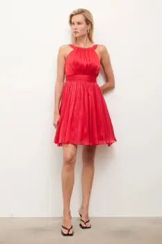 Answear.LAB rochie culoarea rosu, mini, evazati imagine