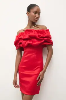 Answear.LAB rochie culoarea rosu, mini, mulata imagine