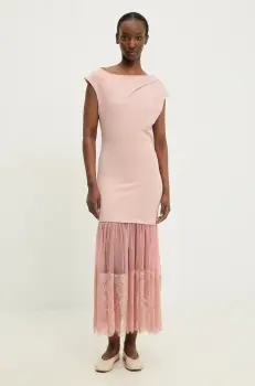 Answear Lab rochie culoarea roz, maxi, drept imagine