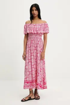 Answear Lab rochie culoarea roz, midi, evazati imagine