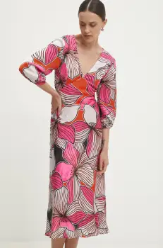 Answear Lab rochie culoarea roz, midi, evazati imagine