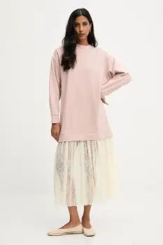 Answear.LAB rochie culoarea roz, midi, evazati imagine