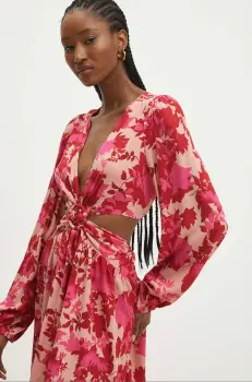 Answear Lab rochie culoarea roz, midi, evazati imagine