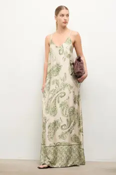 Answear.LAB rochie culoarea verde, maxi, drept imagine