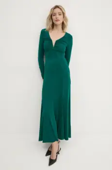 Answear Lab rochie culoarea verde, maxi, evazati imagine