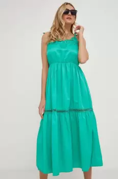 Answear Lab rochie culoarea verde, maxi, evazati imagine