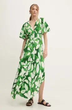 Answear Lab rochie culoarea verde, maxi, evazati imagine