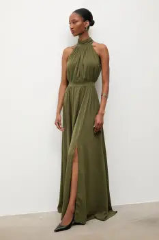 Answear.LAB rochie culoarea verde, maxi, evazati imagine