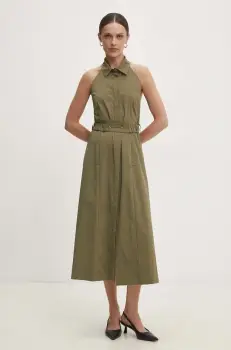 Answear Lab rochie culoarea verde, midi, evazati imagine