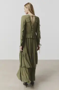 Answear Lab rochie culoarea verde, midi, evazati imagine