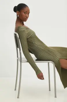 Answear Lab rochie culoarea verde, midi, mulata imagine