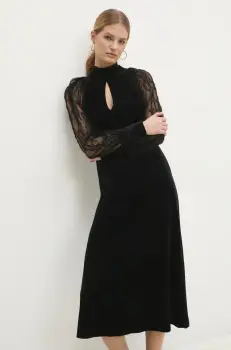 Answear Lab rochie de catifea culoarea negru, maxi, drept imagine