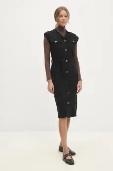 Answear Lab rochie din amestec de lana culoarea negru, mini, drept imagine