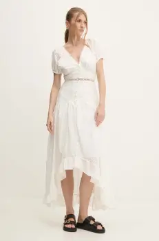 Answear Lab rochie din bumbac culoarea alb, maxi, evazati imagine