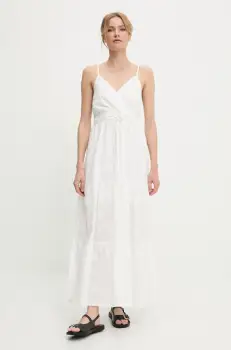 Answear Lab rochie din bumbac culoarea alb, maxi, evazati imagine