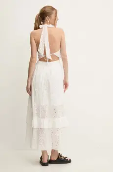 Answear Lab rochie din bumbac culoarea alb, maxi, evazati imagine