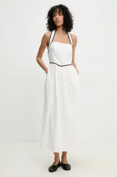 Answear Lab rochie din bumbac culoarea alb, maxi, evazati imagine