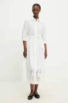 Answear Lab rochie din bumbac culoarea alb, maxi, evazati imagine