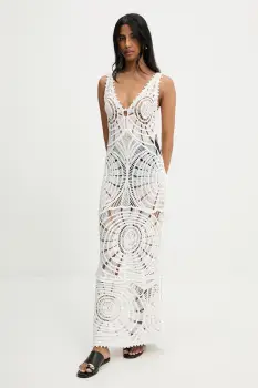 Answear Lab rochie din bumbac culoarea alb, maxi, mulata imagine