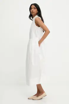 Answear Lab rochie din bumbac culoarea alb, midi, evazati imagine