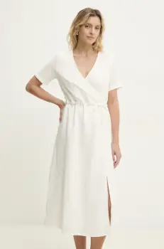 Answear Lab rochie din bumbac culoarea alb, midi, evazati imagine