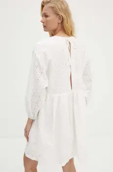 Answear Lab rochie din bumbac culoarea alb, mini, evazati imagine