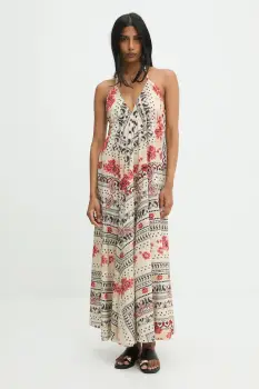 Answear.LAB rochie din bumbac culoarea bej, maxi, evazati imagine