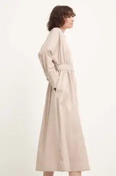 Answear Lab rochie din bumbac culoarea bej, midi, evazati imagine