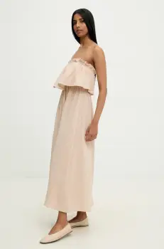 Answear Lab rochie din bumbac culoarea bej, mini, evazati imagine